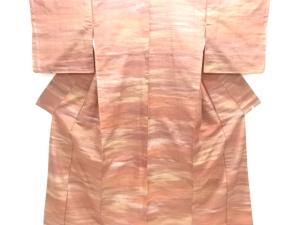 霞に抽象模様織り出しお召着物